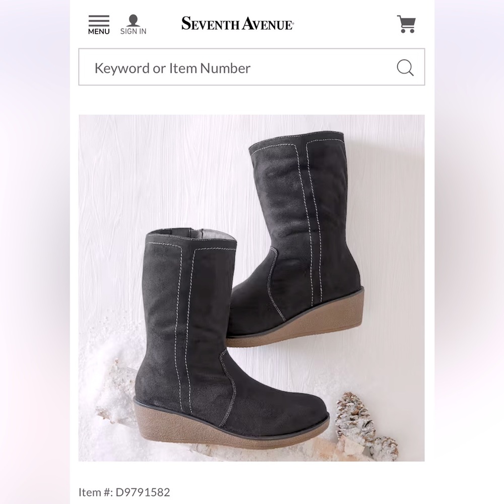 White mountain black wedged suede boots with wall on the inside new 179
